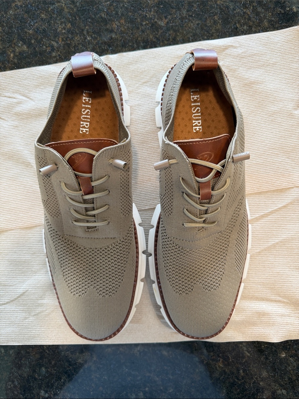 Leisure Men's Knit Sneakers in Taupe with Brown Accents